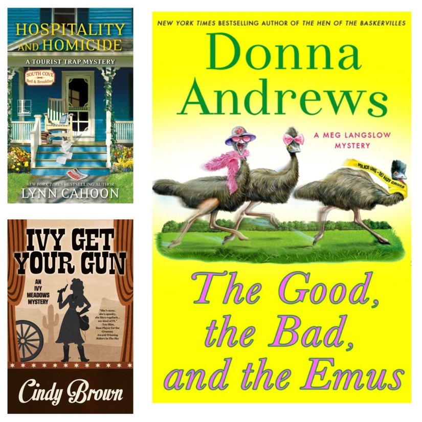 covers of three cozy crime books
